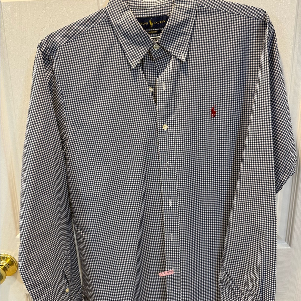 Ralph Lauren Men’s Blue and White Gingham Button-Down Shirt